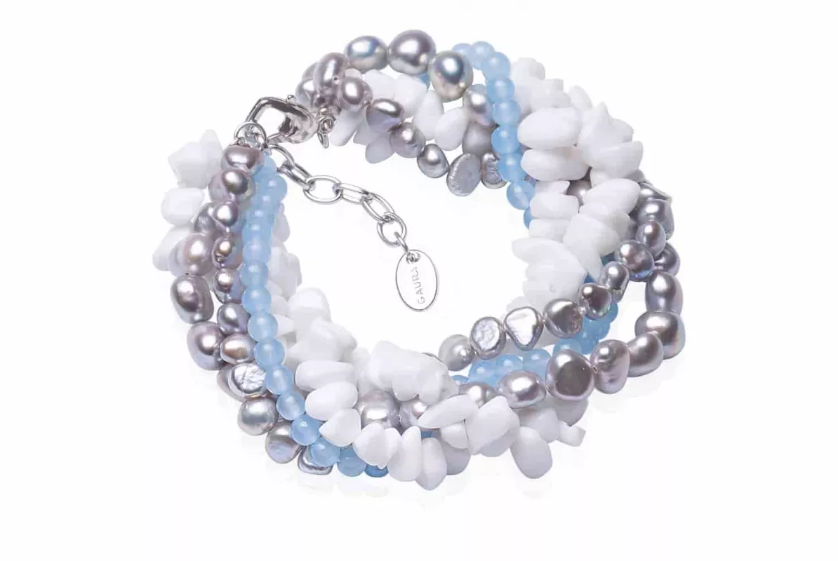 Design Edelstein Armband Perlen Nephrit mehrfarbig, 20 cm, Stahl-Verschluss Design Edelstein Armband Perlen Nephrit mehrfarbig, 20 cm, Stahl-Verschluss